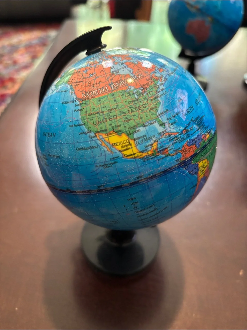 7 Mini Decorative Globes 6 Blue & 1 Pink